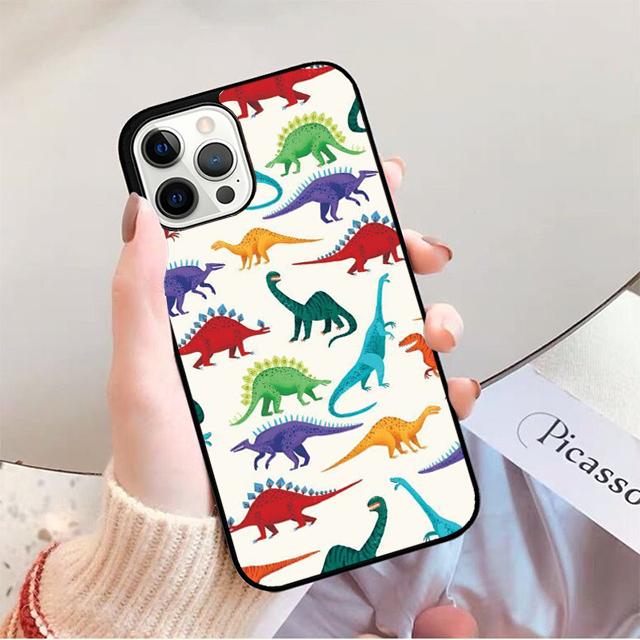 Cute Dino Dinosaur Phone Case for iPhone 17 Air 16 16e 15 Plus for Apple 13 11 12 14 Pro Max Cover coque fundas Shell