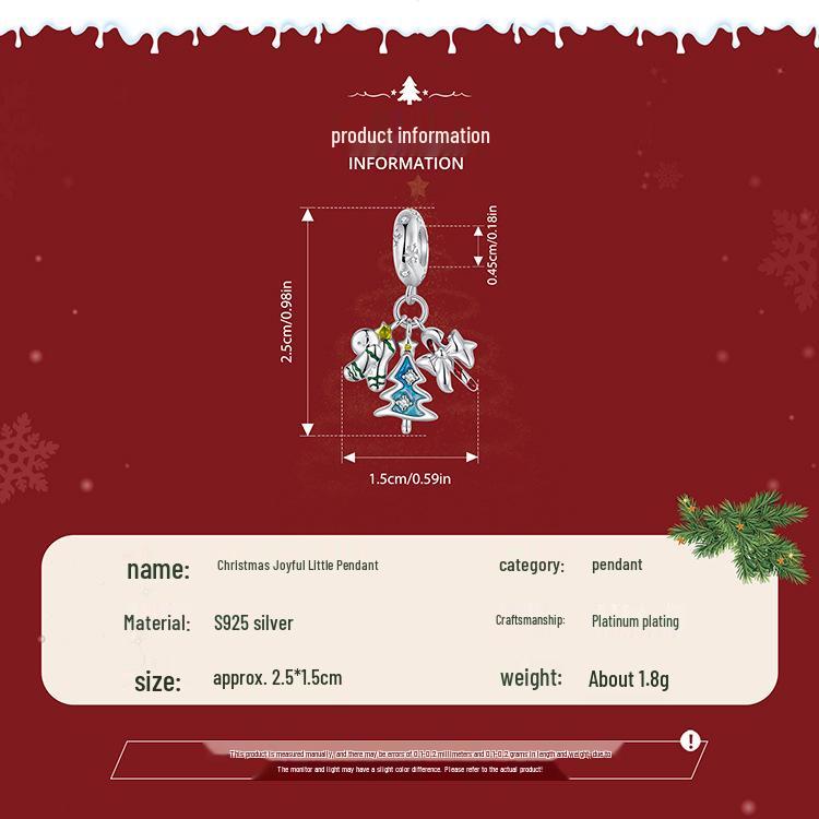 Christmas Joy White Gold Tri-Use Pendant: DIY Bracelet, Necklace & Tree Ornament