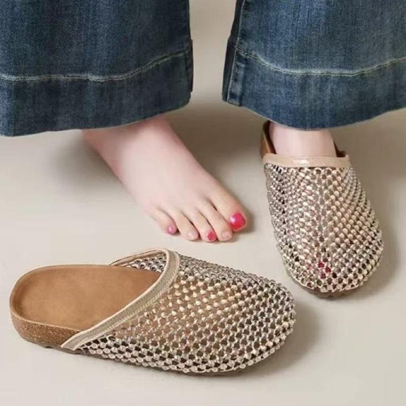 Super Beliebte Wasser Diamant Voll Diamant Damenschuhe, Fischernetz Zehenkappe Halbschuhe, Flache Faule Damensandalen
