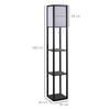 Floor Lamp with Shelves and Top Light, Modern Corner Standing Lamp with TC Fabric Lampshade for Living Room, Bedroom, Bulb not Included, Black