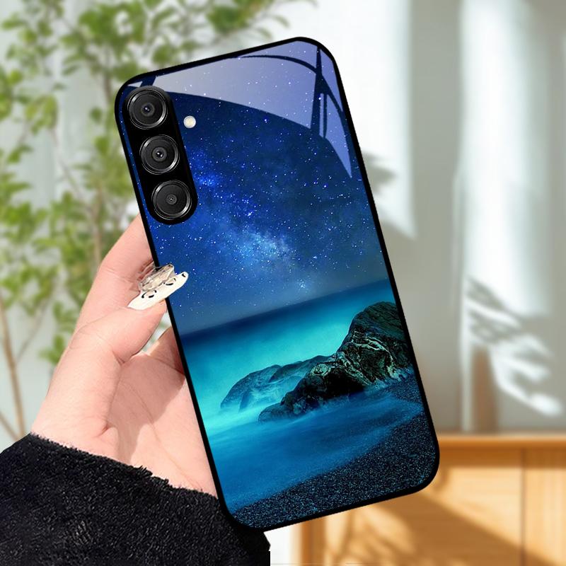 For Samsung A25 A26 Cute Case A35 A36 A55 A56 5G Tempered Glass Phone Cover For Galaxy A15 4G 5G Hard PC Glass Protective Fundas
