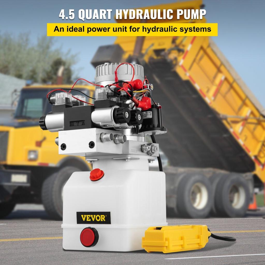 12V DC Double Acting Double Solenoid Hydraulic Power Pack 4.5L Tank