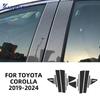 Für TOYOTA COROLLA -2024 Auto Fenster Tür Säule B C Säule Pfosten Verkleidung Abdeckung Glänzend Schwarz PC Aufkleber Carbon Muster Zubehör