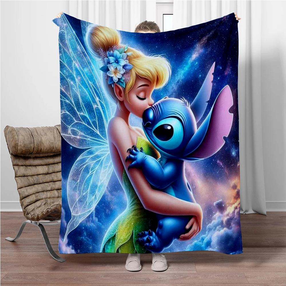 Disney Cartoon Tinker Bell Flannel Blanket Warm Soft Throw Thick Picnic Blankets for Bed Bedspread Sofa Decor Kids Boy Girl Gift