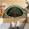 Christmas Tree Half-Circle Doormat, Washable And Non-Slip, Living Room And Bedroom Entrance Carpet, Holiday Home Decor