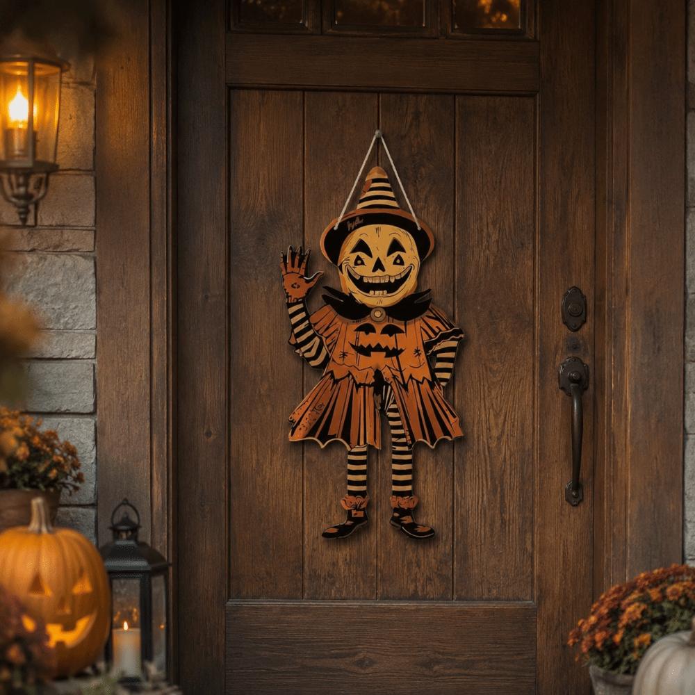 2D Printed Halloween Decorations Wooden Decorative Plate Retro Halloween Pumpkin Decor  Christmas Pumpkin 30cm