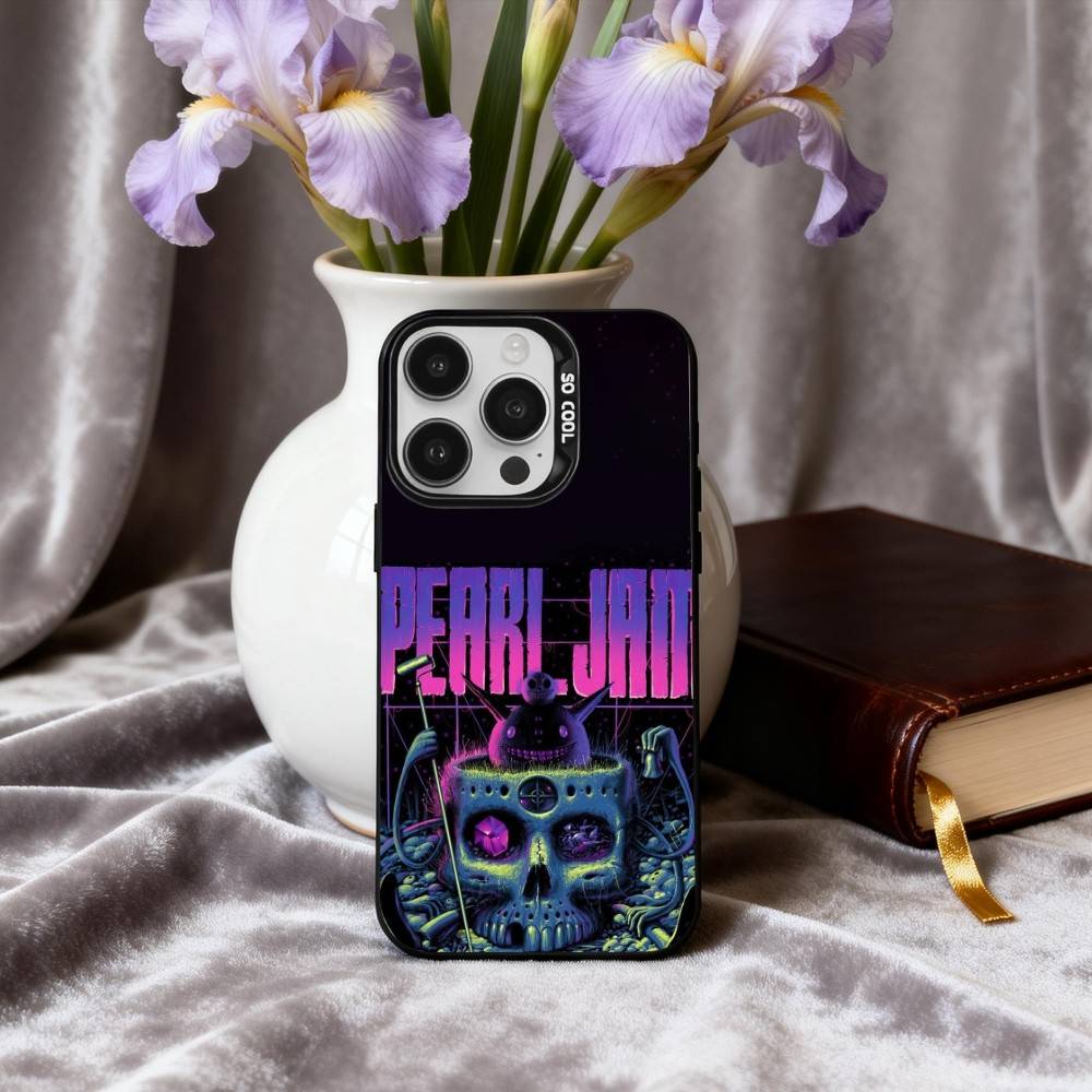 Grungy P-Pearl Jam Bnd Handyhülle Für iPhone17,16,15,14,13,12,11 Plus,Pro Max Candy Silberbeschichtet Innenabdeckung