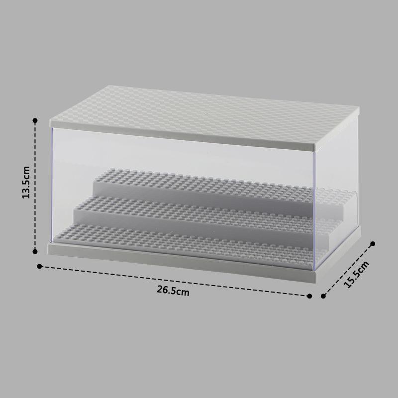 Dustproof Clear Acrylic Display Case with Wood Base Stackable Storage Box for Mini Action Figures Building Blocks Car Models Col