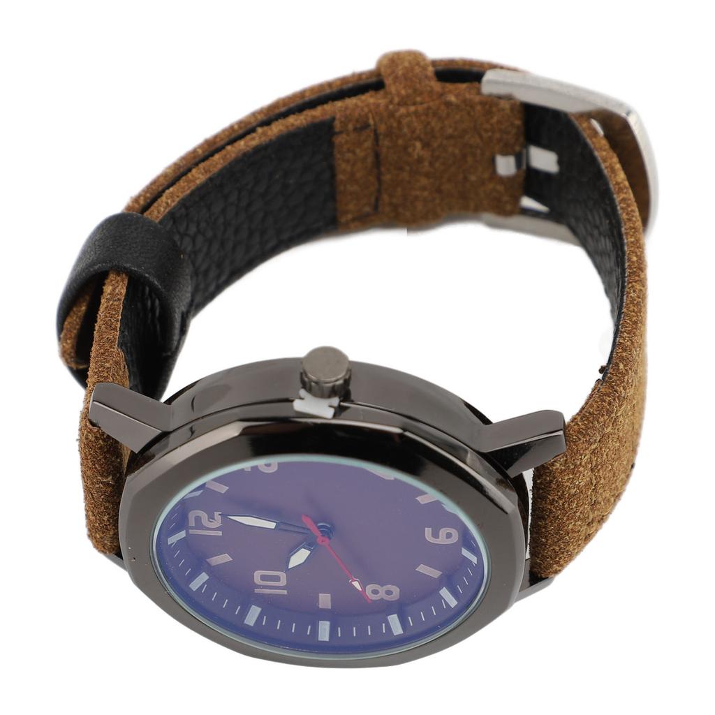 Men Analog Watch Fashion Casual PU Leather Strap Round Face Mineral Glass Easy Reading Quartz Wrist Watch for Indoor Outdoor Activities