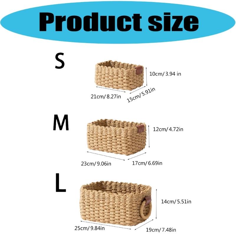 Handwoven Paper Rope Storage Basket Natural Organizers For Home Offices Decoration