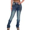 Damen Jeans mit hoher Taille und gewaschener Optik, modische, vielseitige Hose mit geradem Bein