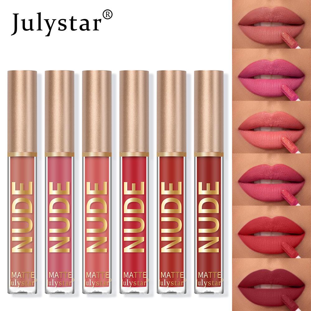 Matte Velvet Lip Glaze Natural Nude Lip Gloss Long Lasting Highly Pigmented Non-Stick Lip Stain Liquid Lipstick Lip Makeup for Daily Use