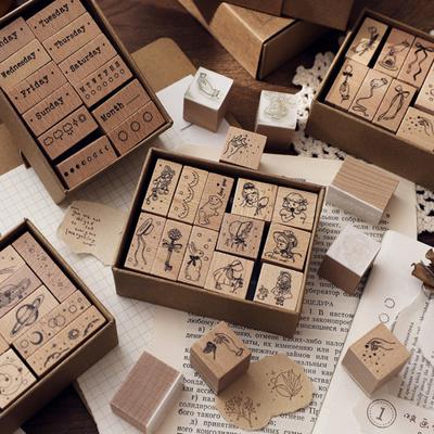 12 Adet Vintage Ahşap Lastik Damga Evren Harfleri Sayı Çiçekler Retro Damga Seti Kendin Yap Sanat El İşi Dergileri Scrapbooking Planlayıcı Kart Yapımı İçin