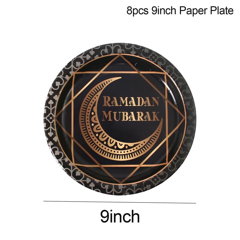 Ramadan Mubarak Disposable Tableware Plate Cups Ramadan Decoration 2026 Eid Mubarak Ramadan Kareem Muslim Islamic Party Supplies