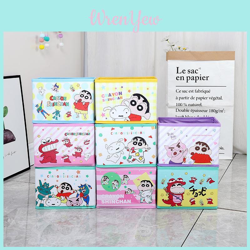 Cute Pajamas Crayon Shin Chan Shiro Striped Pattern Foldable Desktop Storage Box For Desk And Makeup Supplies