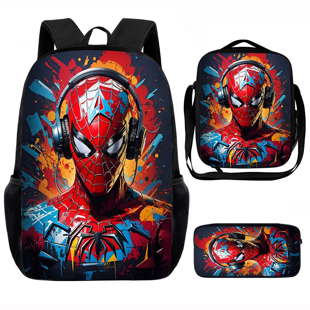 Spider-Man School Bag Lunch Bag Pencil Bag Elementary School Backpack Cartoon Peripheral Backpack Children's Bag Three-piece Set