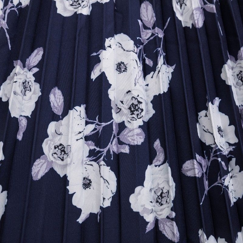 Summer New Sweet Fashionable and Comfortable Half Body Printed Elastic Waist Over Knee Long Pleated Skirt
