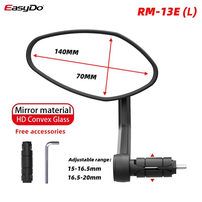 EasyDo Bicycle Rearview Mirror Safety Reflector Cycling MTB Road Handlebar End Mirror HD Wide Angle Mirror Bike Accessories RU13E Left