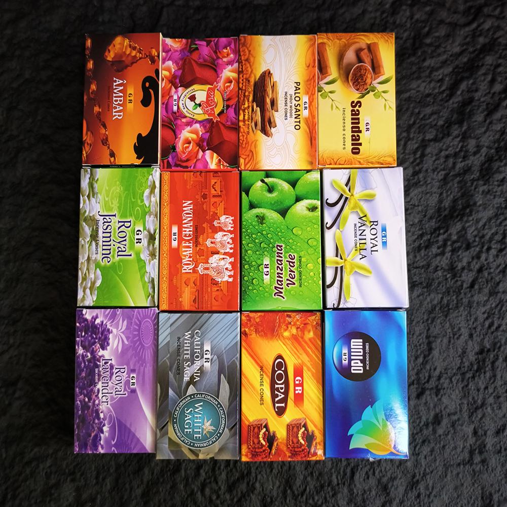 120pcs/lot Natural White Sage Indian Incense Cones with Incense Holder Palo Santo Sandalwood Lavender Meditation Scents for Home