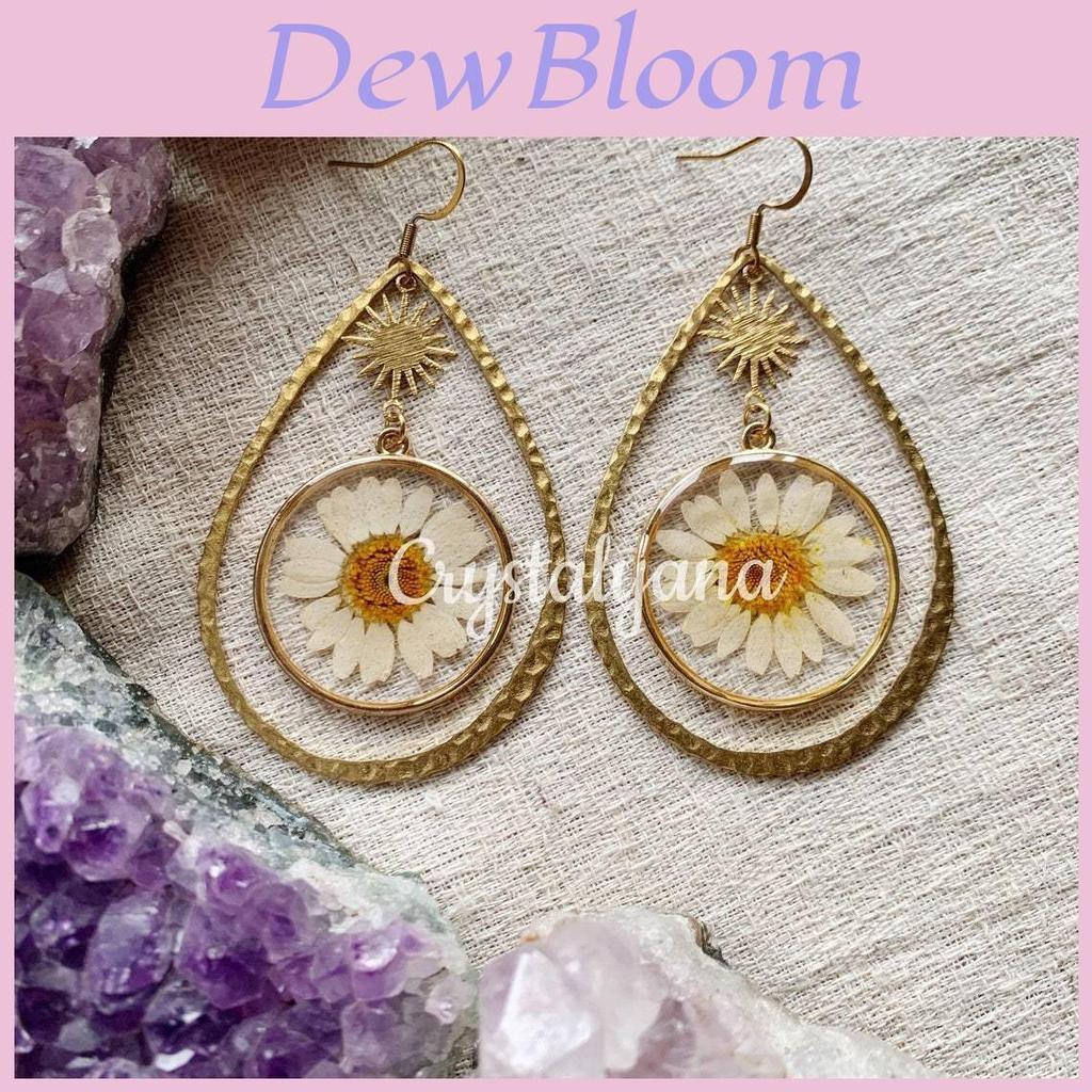 Bohemian Daisy Pendant Earrings With Alloy Water Drop Shape For Womens Summer Fashion
