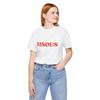 Französisches BISOUS Rote Schrift T-Shirt, Unisex Jersey Baumwolle 'Küsse' Shirt Auf Französisch