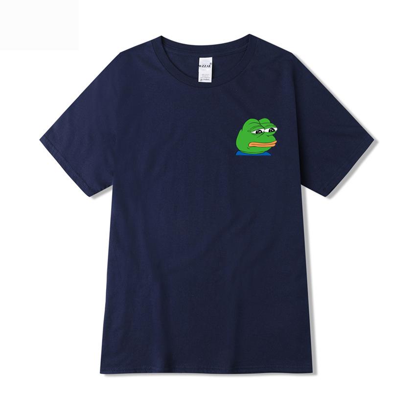 Summer Men T-Shirt Sad Frog Mens Clothing Printed Funny T Shirts Casual Short Sleeve Tops Cotton Tee Shirt For Man Loose Tshirt