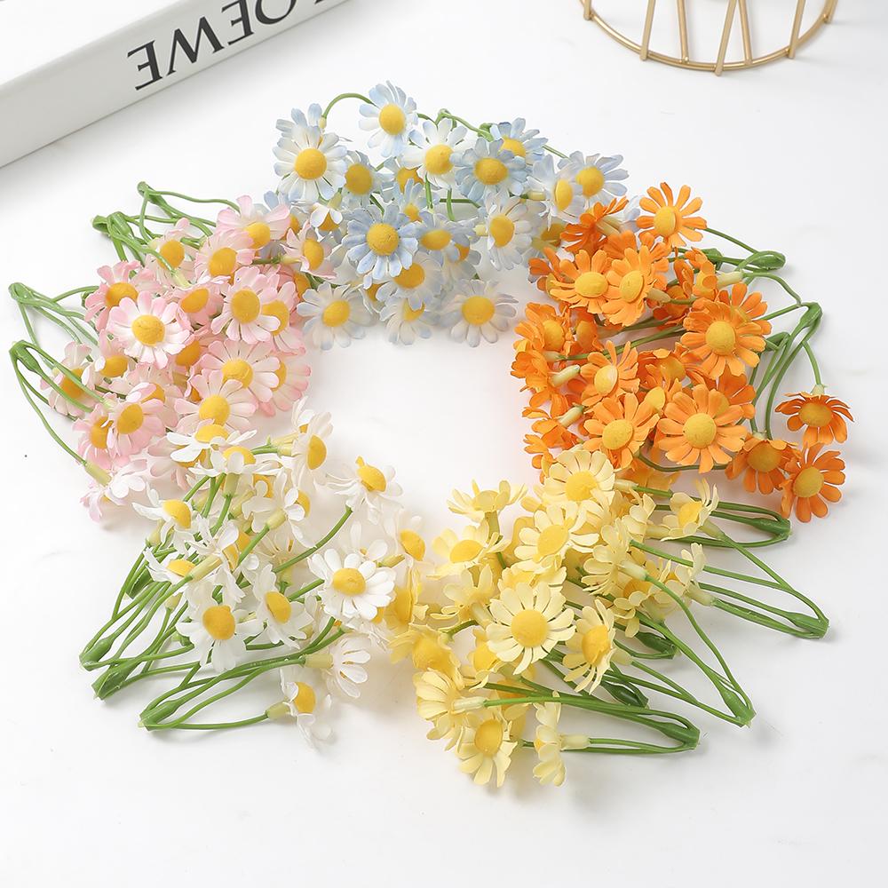 10/20Pcs 7cm Daisy Artificial Silk Flower Heads For Home Room Decor Fake Rose DIY Wreath Mother's Day Table Wedding Decoration