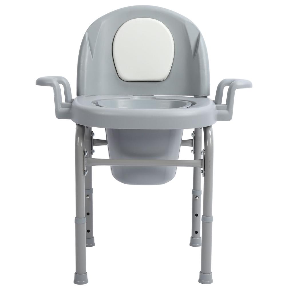 Bedside Commode Toilet Chair 3 Height Adjust Portable Toilet Chair with Backrest for Elderly Pregnan