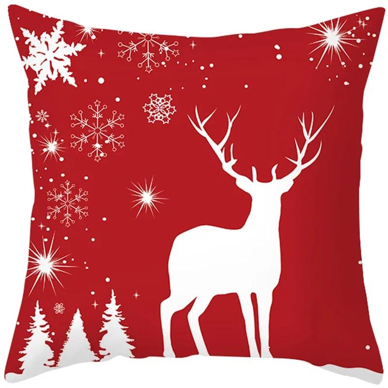 Weihnachtsrot Dekorationsmuster bedruckte Kissenhülle für Wohnzimmer Sofa Dekoration Kissenbezug