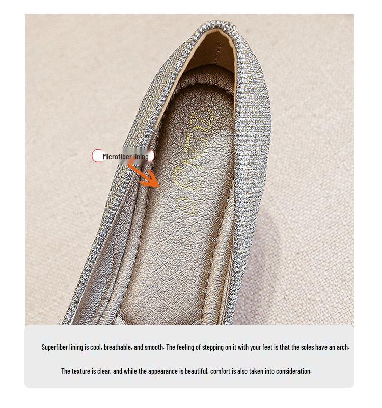 Spring 2025 Women's Rhinestone Bow Pointed Toe Loafers, Sizes 41-43