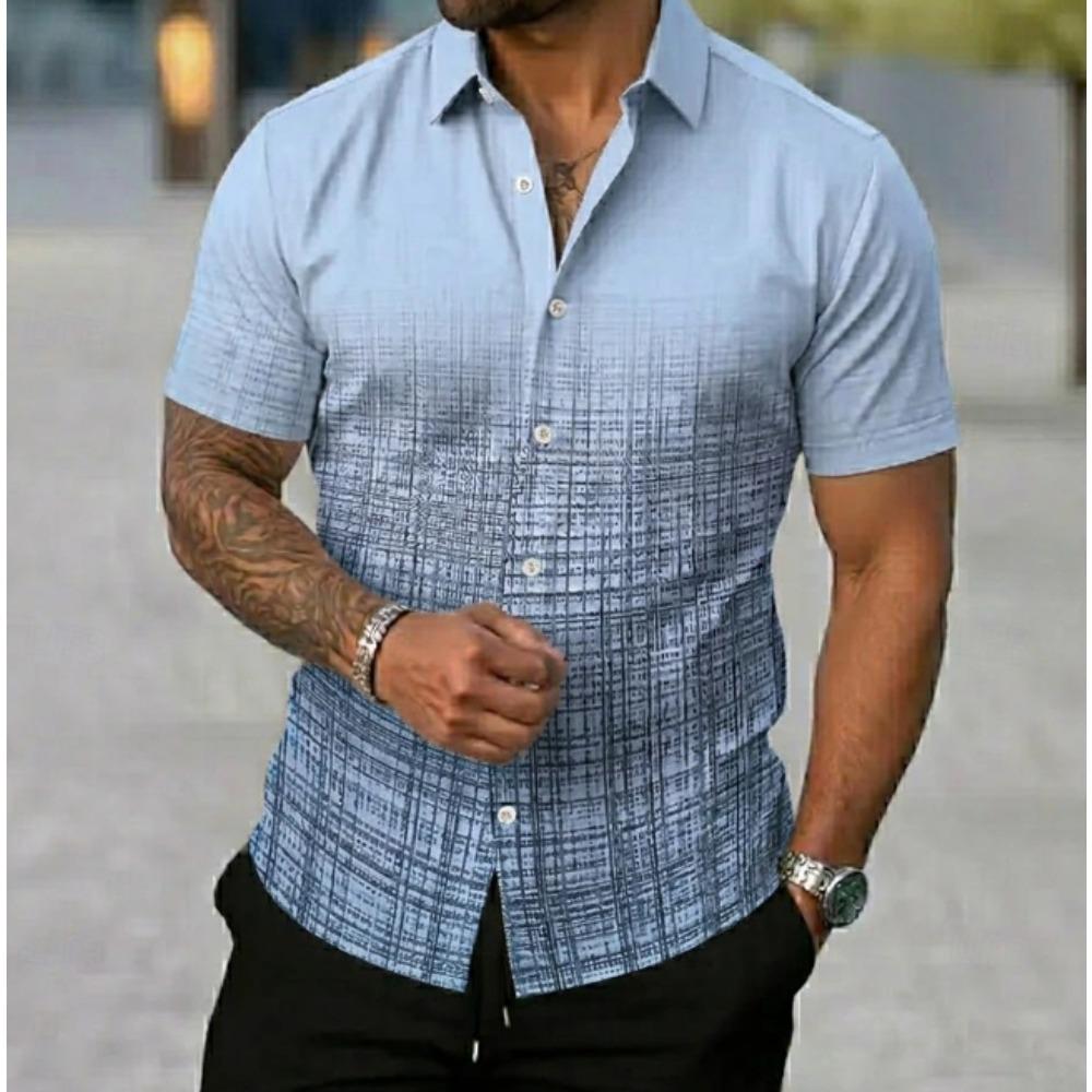 Men's Simple Pattern  3D Print Shirt Button Up Shirt Casual Shirt Summer Shirt Short Sleeve Daily Vacation Clothing