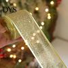 Hochwertiges Netzband für Blumengestecke 2,5" x 2,2 Yards Gold Transparent Weihnachtsbaumdekoration und Transparente Polyester-Schleifen Geschenkverpackung,