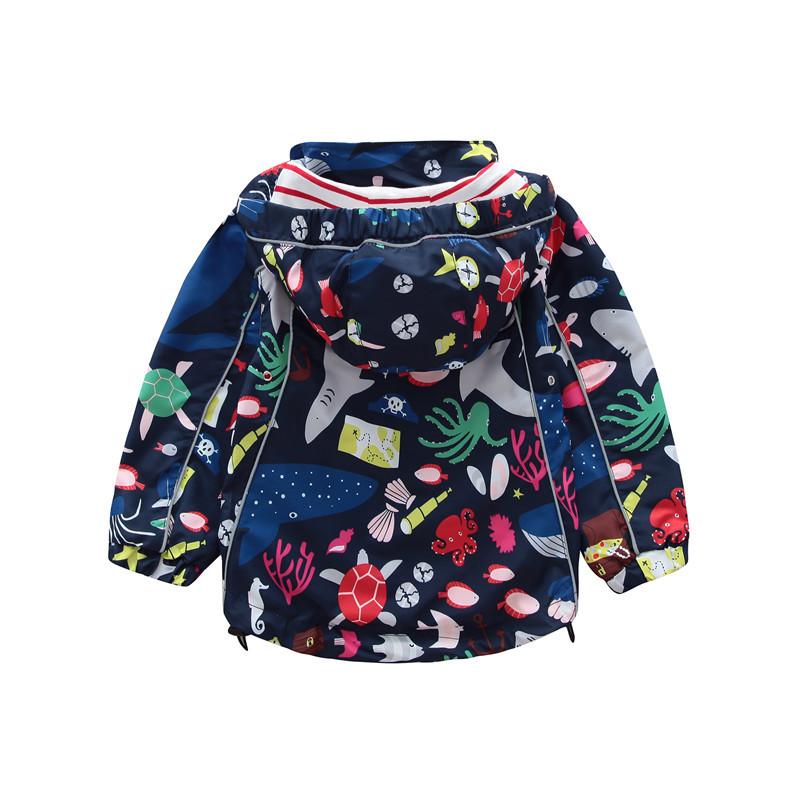 Meanbear Spring and Autumn Boys' and Girls' Long Sleeve Hooded Submachine Jacket Reflective Strip Jacket