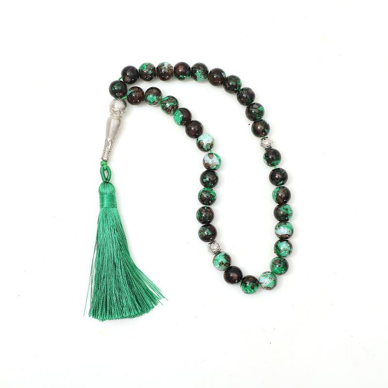 Middle East Islamic Prayer Beads: 33 Large 10mm Flower Glass Beads Ornament