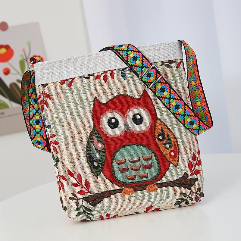 New women's messenger bag going out double-sided flower butterfly casual embroidery ethnic style mobile phone bag