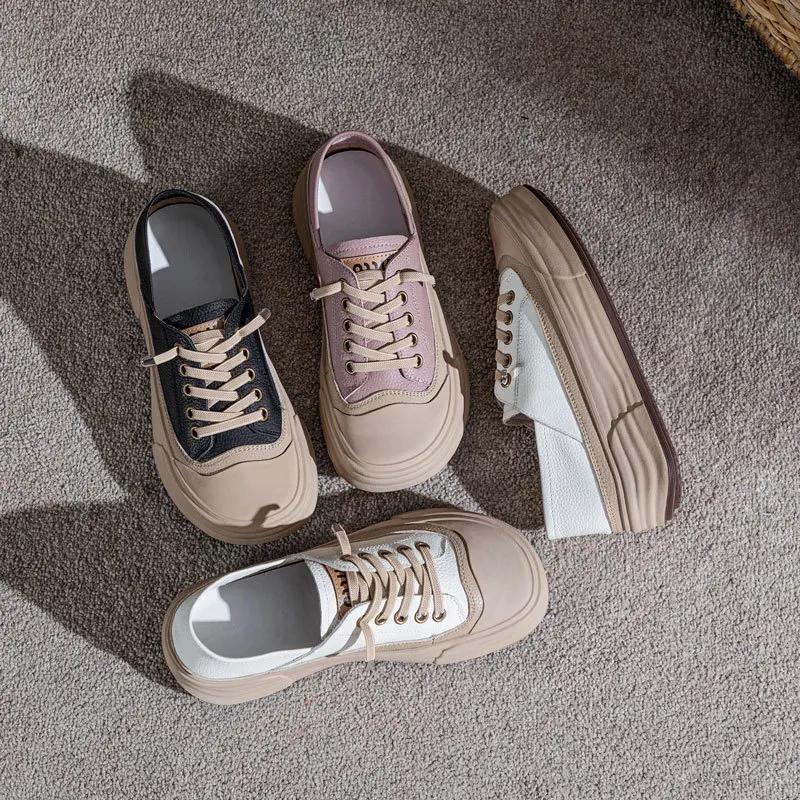 Fujin 3.5cm Cow Genuine Leather Comfy Luxury Shallow Flats Spring Ladies Soft Soled Moccasin Ethnic Woman Elegance Rubber Shoes