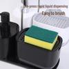 Stainless Steel Countertop Manual Soap Dispenser & Rag Holder