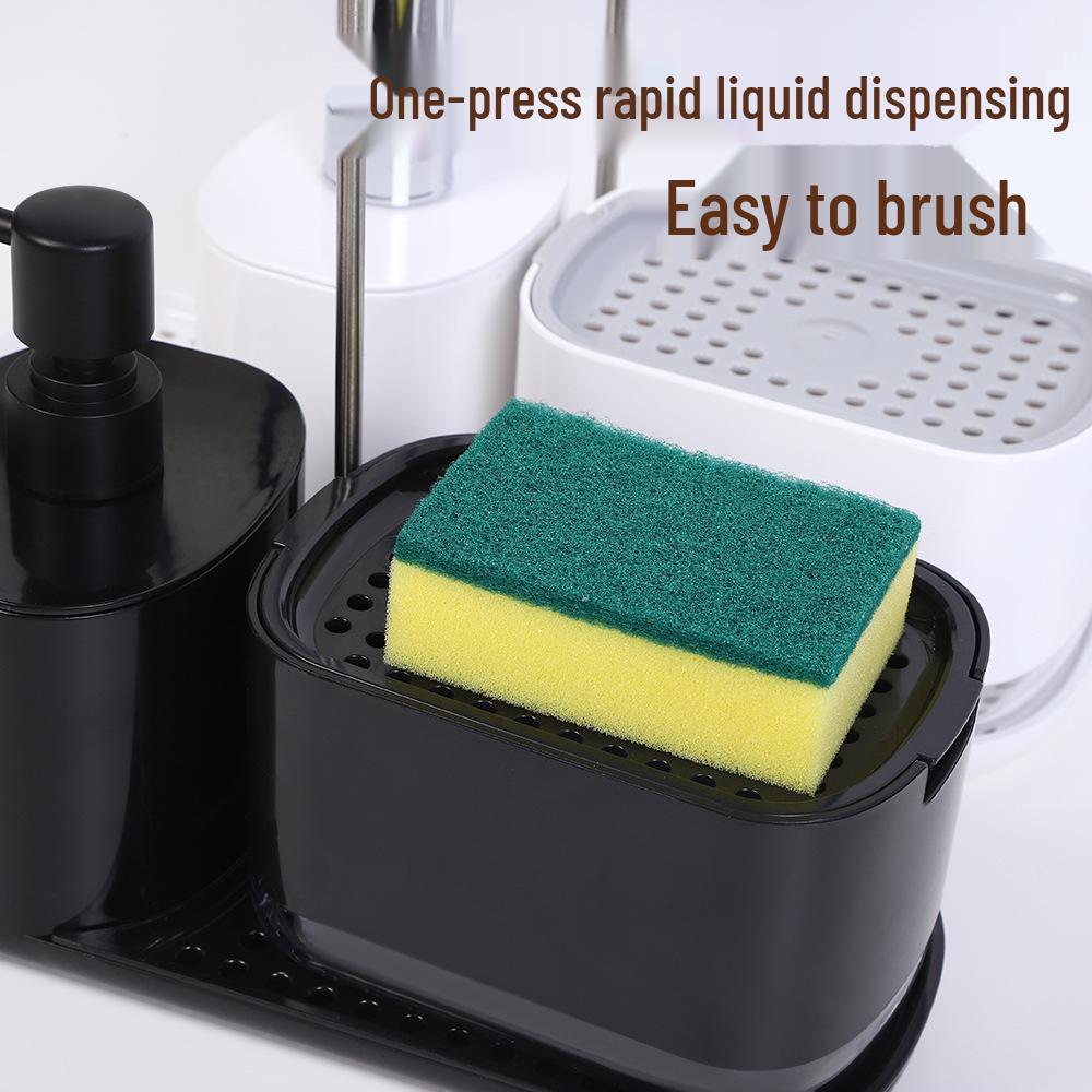 Stainless Steel Countertop Manual Soap Dispenser & Rag Holder