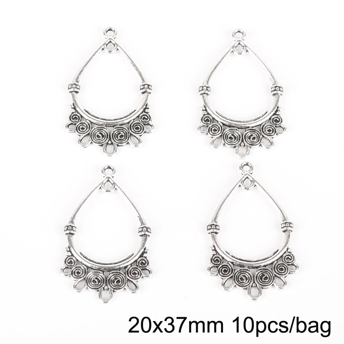 

10 шт. антикварная серебряная веерообразная люстра, очаровательные аксессуары для изготовления ювелирных изделий, сделай сам, ручная работа, ремесло 05 серебряный