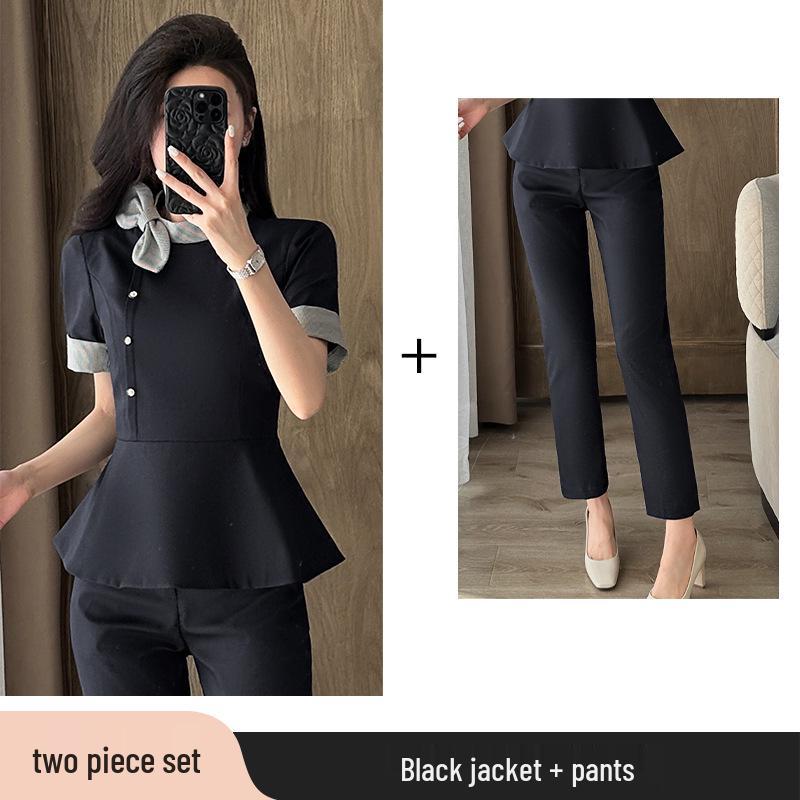 Women's High-End Professional Salon & Hotel Reception Summer Workwear Set