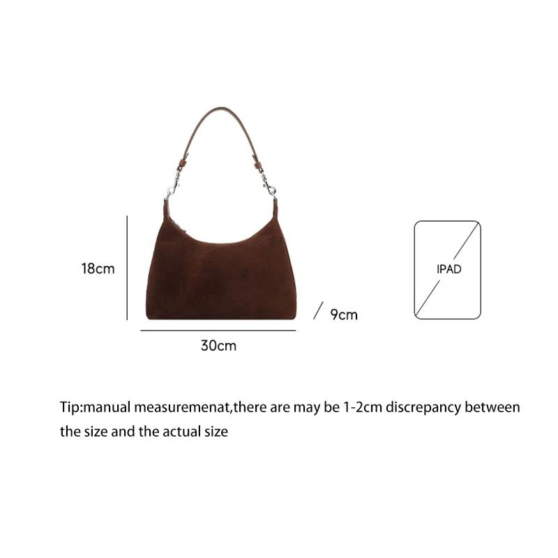 Pure Suede Cowhide Leather Women's Underarm Shoulder Crossbody Bag For Ladies Velvety Versatile Commuting Trendy Hand Bags