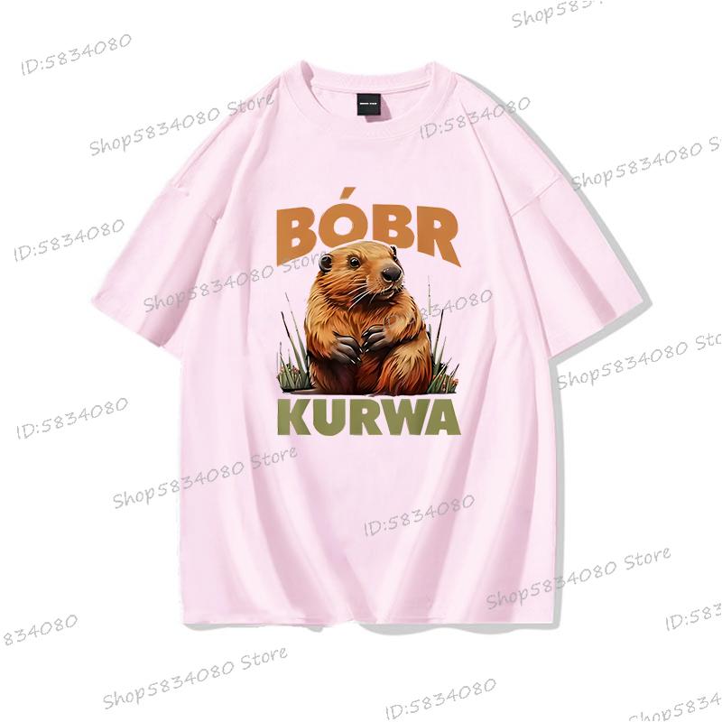 Cartoon Biber Kurwa T-Shirt Hohe Qualität 100% Baumwolle Kurzarm T-Shirts Kurwa Biber Unisex Mode Lässige T-Shirts Grafisch Bedruckt