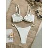 Sexy Weißer Bikini 2025 Frau Damen Schleife vorne Push-up Perlen String Badeanzug Sommer Badeanzug zweiteilige Bademode Biquini