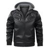 Europe, America, autumn and winter removable hooded PU leather jacket zipper leather jacket men's jacket European size new
