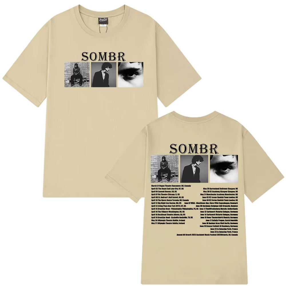 Sombr Merch Live 2026 Tour T-Shirt Herren Damen HipHop T-Shirt Modekleidung Sommer Kurzarm Freizeit T-Shirts Streetwear