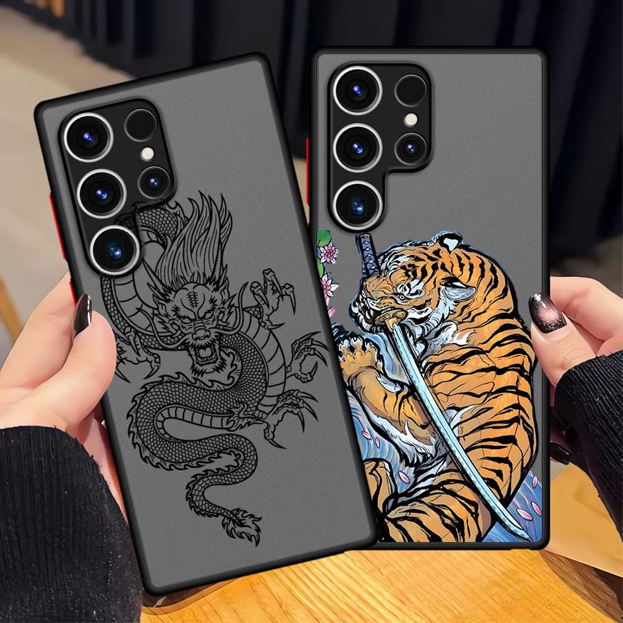 Cool Tiger Dragon Case for Samsung Galaxy S25 Ultra S24 Plus S22 S21 S20 FE Note 20 Ultra 10+ S23 FE S26 Funda Back Phone Cover