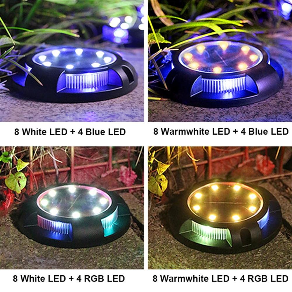 12 LED Solar Buried Lamp In-Ground Light Outdoor Waterproof Multicolor Exterior Sunlight for Garden Yard Lawn Pathway Decoration