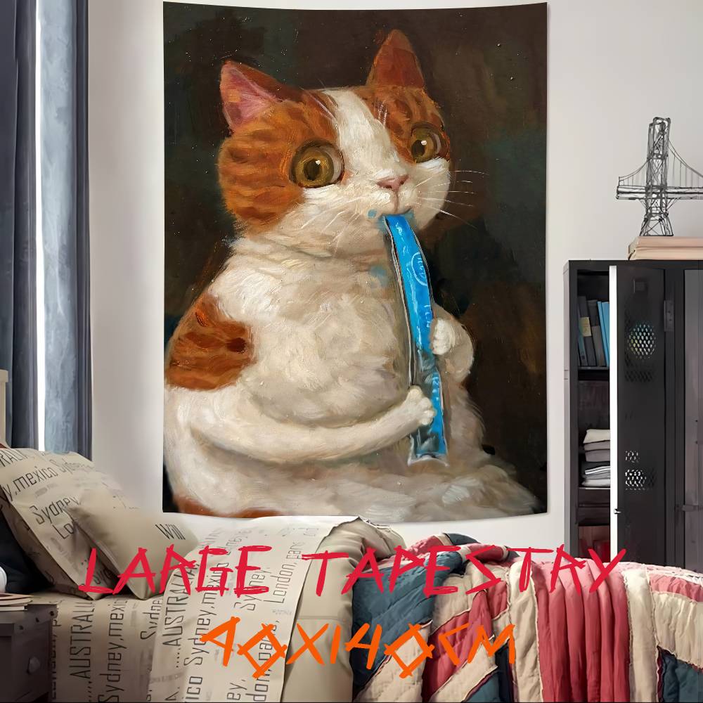 Funny Fashion Dog Cat Art Tapestry Decoration Bedroom Dormitory Background Cloth Holiday Home Party Living Room Club Tapestry