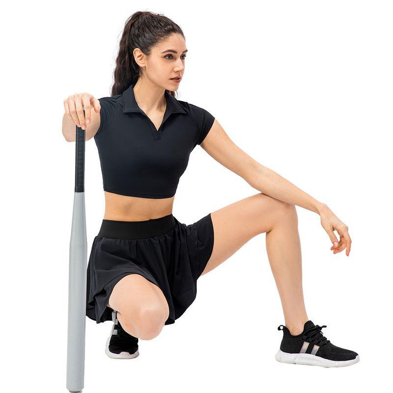 Spring and Summer New Arrival Yoga Exercise Skirt Loose Breathable Running Culottes Fashion Tape Fake Two-Piece Gym Short Skirt Tennis