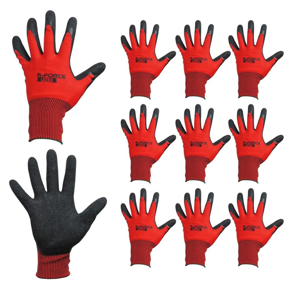 [Arforce] Natural Rubber Back-Ventilated Gloves, Red, Medium (10-Pair Pack)